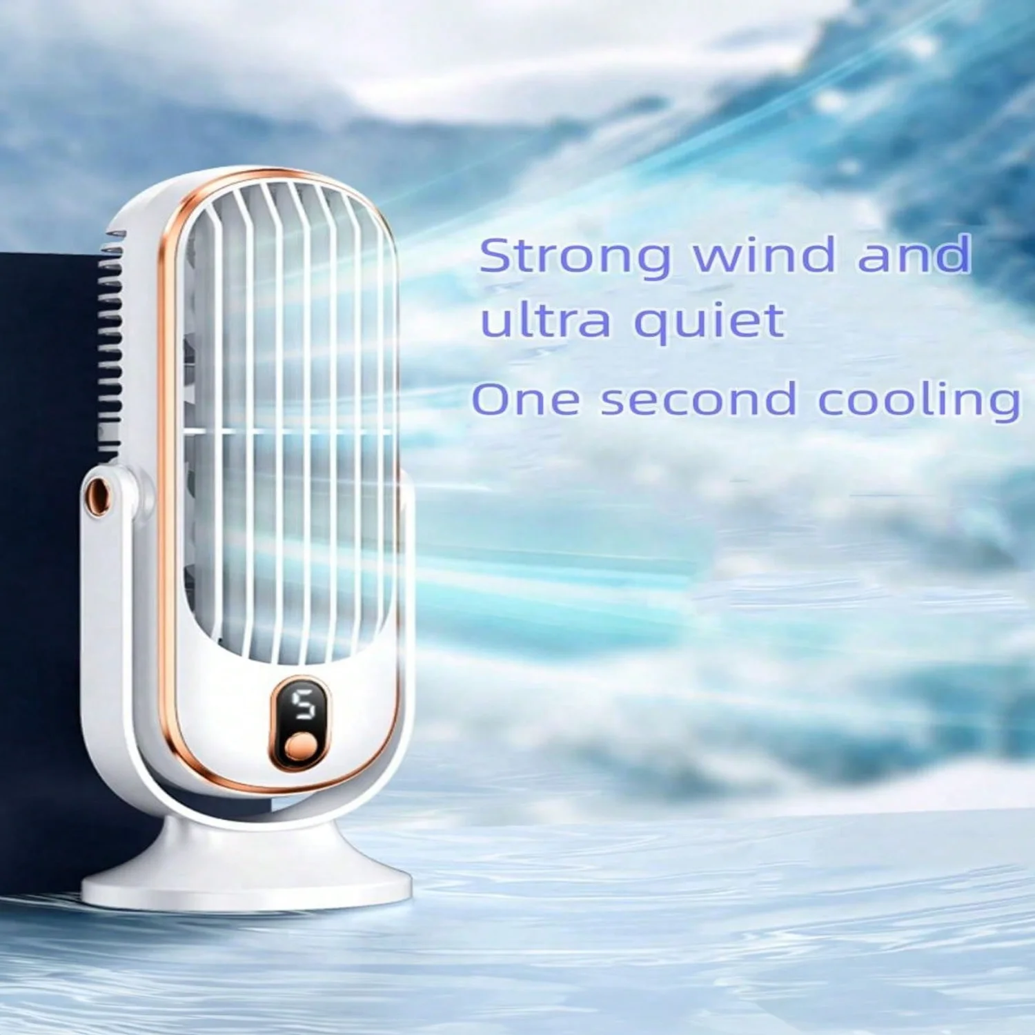 1pc, Portable Air Conditioner Fan, Large Battery Dual Motor Household Small Air Cooler, 5-Speed Air Cooling Fan 720 ° Surround