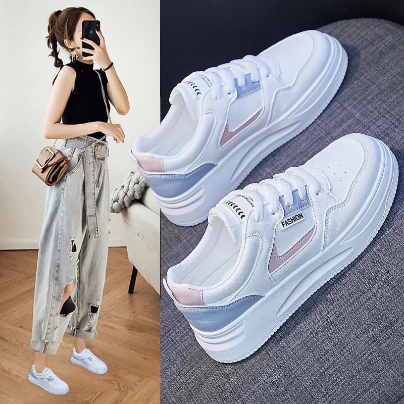 Zapatillas de Deporte para Mujer, Marca de Moda, de Cuero Vulcanizado, Estilo Urbano, Hip-Hop, Skateboarding, Tenis, Zapatillas de Mujer