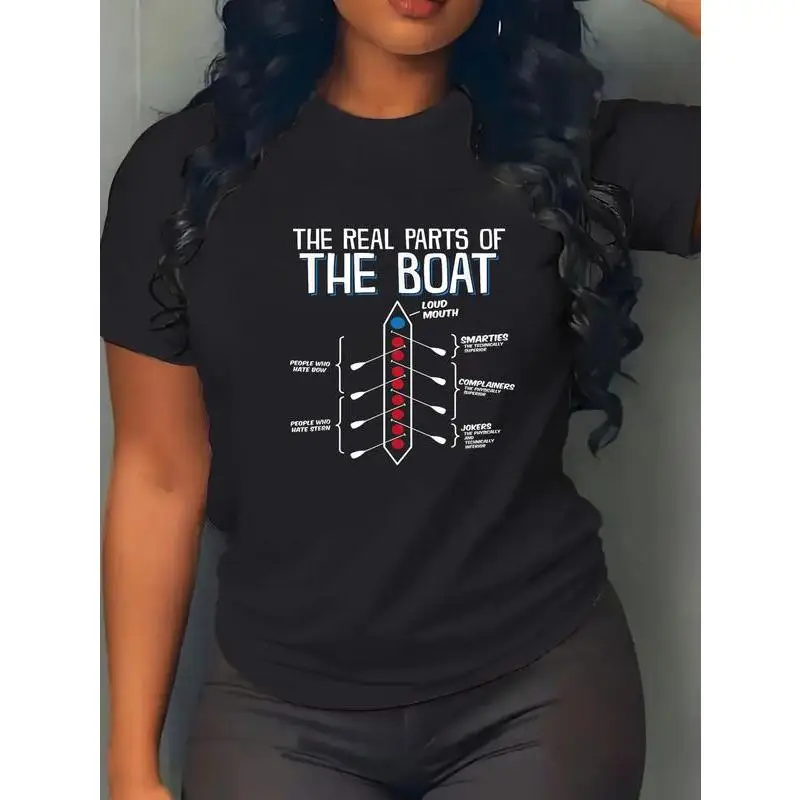 

Funny Rowing Team T-shirt for Women Men The Real Parts Of The Boat Sarcastic Graphic Tee Crew Member Slogan Top