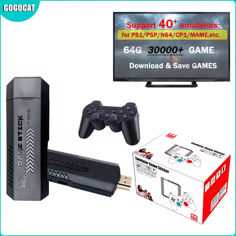 GOGOCAT Retro Game Stick 4k 30000+ Games Video Handheld Gaming Consoles HD TV Box for Nintendo 64/Snes/N64/Sega/PS1/PSP/Arcade