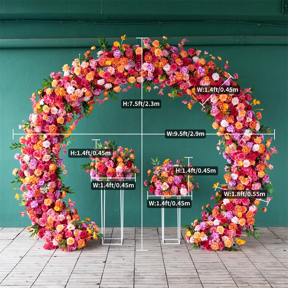 Imagem -06 - Arranjo de Flores do Arco do Casamento Decoração de Pano de Fundo Peça Central de Mesa Laranja Quente Rosa Evento Decoração de Palco Luxo