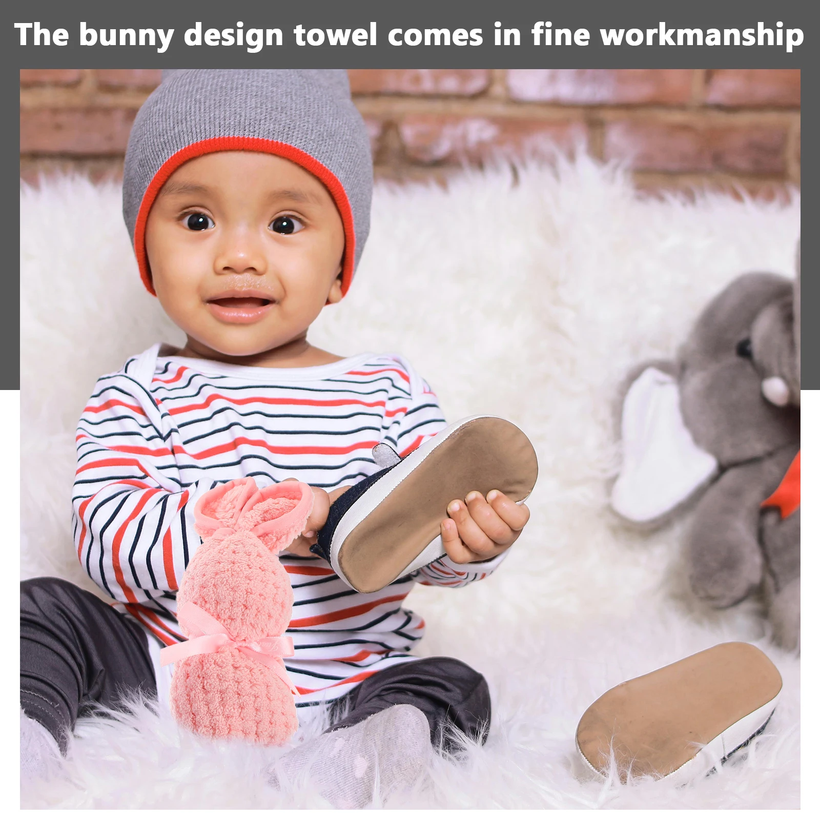 

Adorable Bunny Towels Cartoon Washcloth Gift Soft Thickened No Fading Hair Loss Absorbent Skin Friendly Independent Packaging
