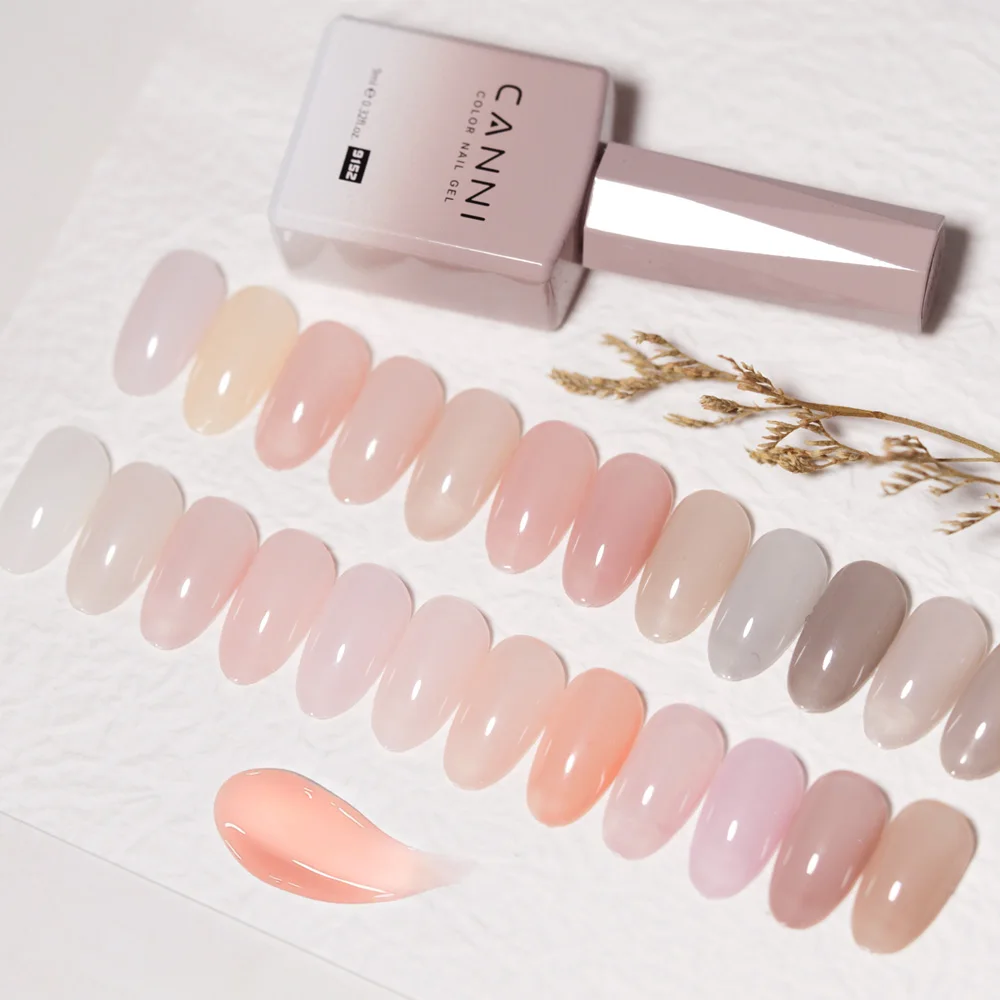 CANNI TPO・HEMAフリー ジェルネイルポリッシュ 9ml フレンチトランスルーセント ジェリータイプ ソークオフ UV/LED セミパーマネントジェル ラウンドブラシ付き