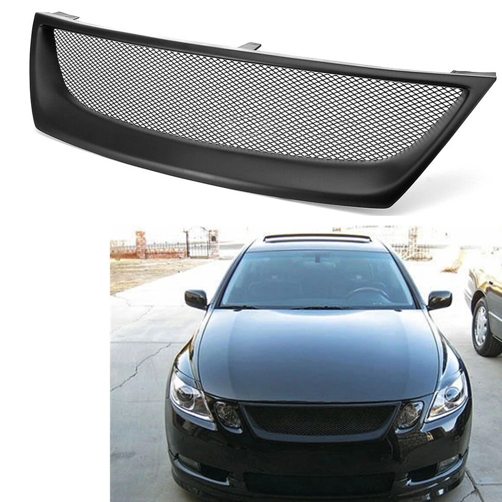 Grill Front Grille For Lexus GS GS300 GS350 GS430 GS450h 2006-2007 Sedan 4-Door F Sport Fiberglass Upper Bumper Hood Mesh Grid