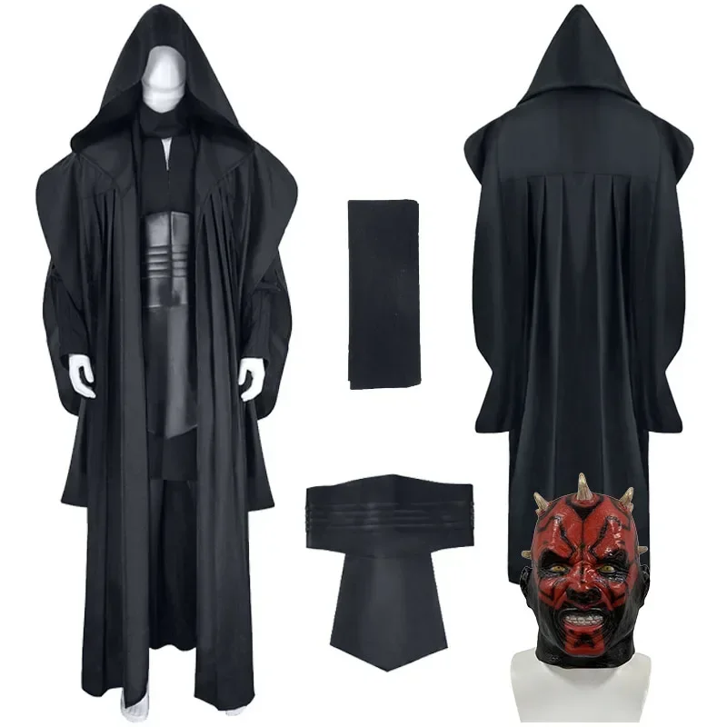 Darth Maul Costume Star 2024  Wars Darth Maul Cosplay Costume Robe Uniform Cloak Mask Adult Suit Halloween Party Costume for Men