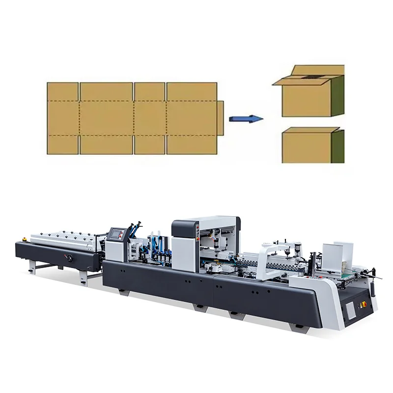 Hot Melt Glue Pet Pvc Paper Boxes Gluer Automatic Carton Box Corners Packing Side Gluing Pasting Machine