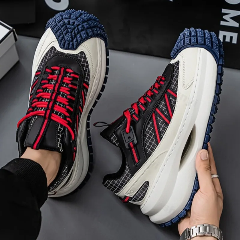 

Fashion Niche Design Men's Thick Soled Casual Shoes 2025 Autumn New Mesh Versatile Low Top Comfortable Non Slip Chunky sneakers