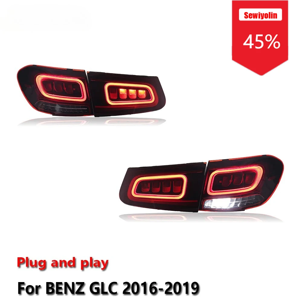 

Sewiyolin Car LED Tail Light Assemblies For Benz GLC 2016-2019 Auto Fog DRL Brake Turn Signal Lamp Plug and Play