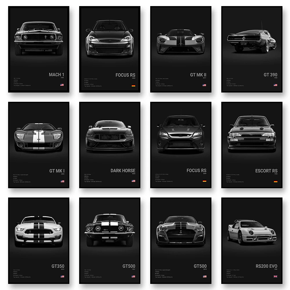 GT350 RAPTOR Leinwand Wand Kunstdruck Poster GT500 Sportwagen Dekoration Malerei Moderne Dekoration Malerei Auto Liebhaber Geschenk