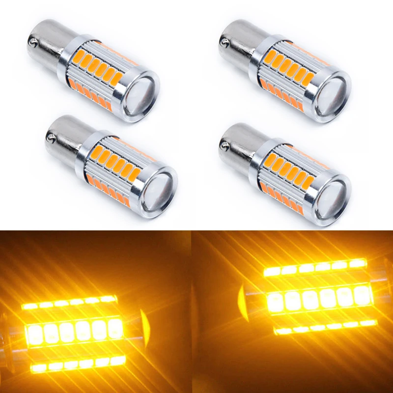 4Pcs Signal Lights Amber 1156PY BAU15S PY21W 33SMD Car Turn Brake Reverse Bulb Tool Set Parts Latest Useful New