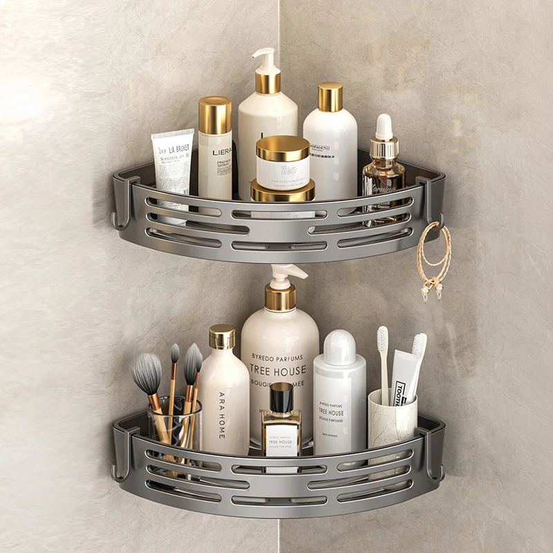 Modernes Badezimmer-Eckregal, selbstklebendes Duschregal für Kosmetik, Toilettenartikel, Aufbewahrung, Valentinstagsgeschenk, Heimdekoration