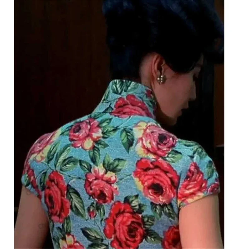 In The Mood for Love Maggie Cheung Cheongsam 럭셔리 꽃 프린트 Qipao 중국 전통 드레스 빈티지 Hanfu 롱 드레스 Vestidos