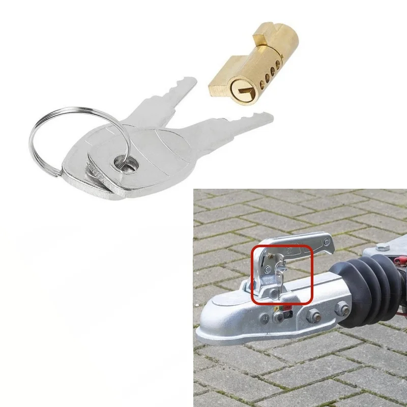 

Plug-In Lock Ball Hitch Trailer RV Coupling Lock Anti-Theft Lock Clutch Lock Cover Connector With 2 Keys Replacement Part