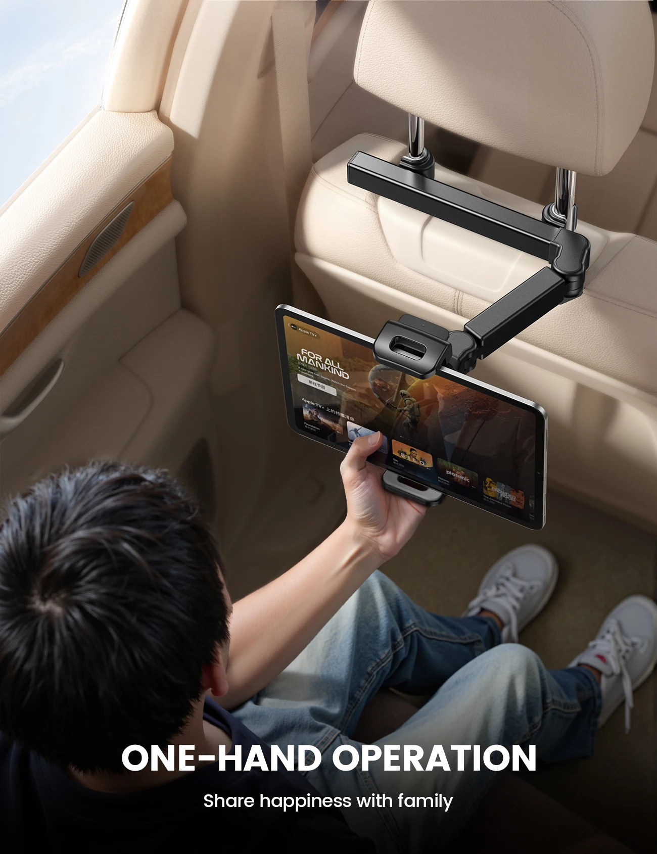 Lamicall CH06 Universal Car Headrest Mount Tablet Holder for Back Seat 360 Rotation Adjustable Stand Cradle Compatible With Pad