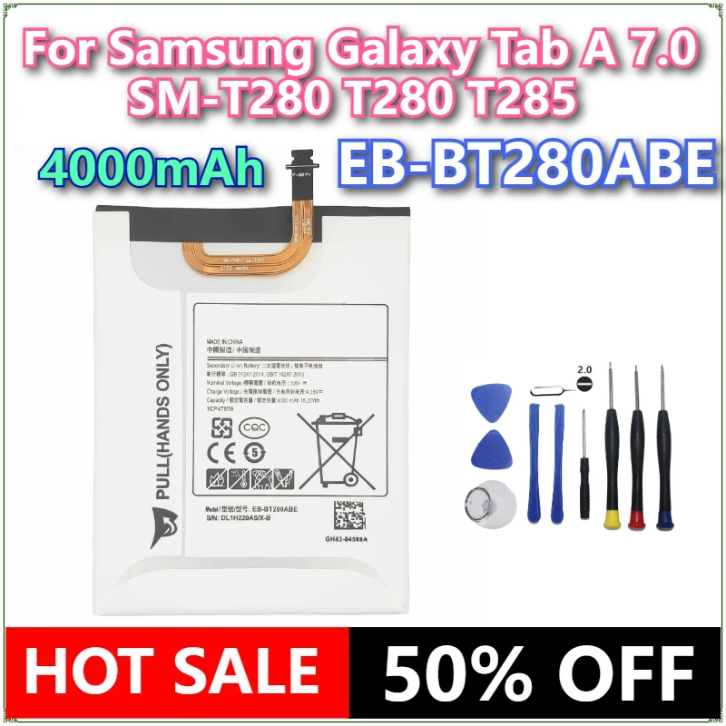 Совершенно новый аккумулятор для планшета EB-BT280ABE 4000 мАч для Samsung Galaxy Tab A 7,0 SM-T280 T280 T285, аккумулятор для планшета + инструменты Совершенно новый аккумулятор для планшета EB-BT280ABE 4000 мАч для Samsung Galaxy Tab A 7,0 SM-T280 T280 T285, аккумулятор для планшета + инструменты