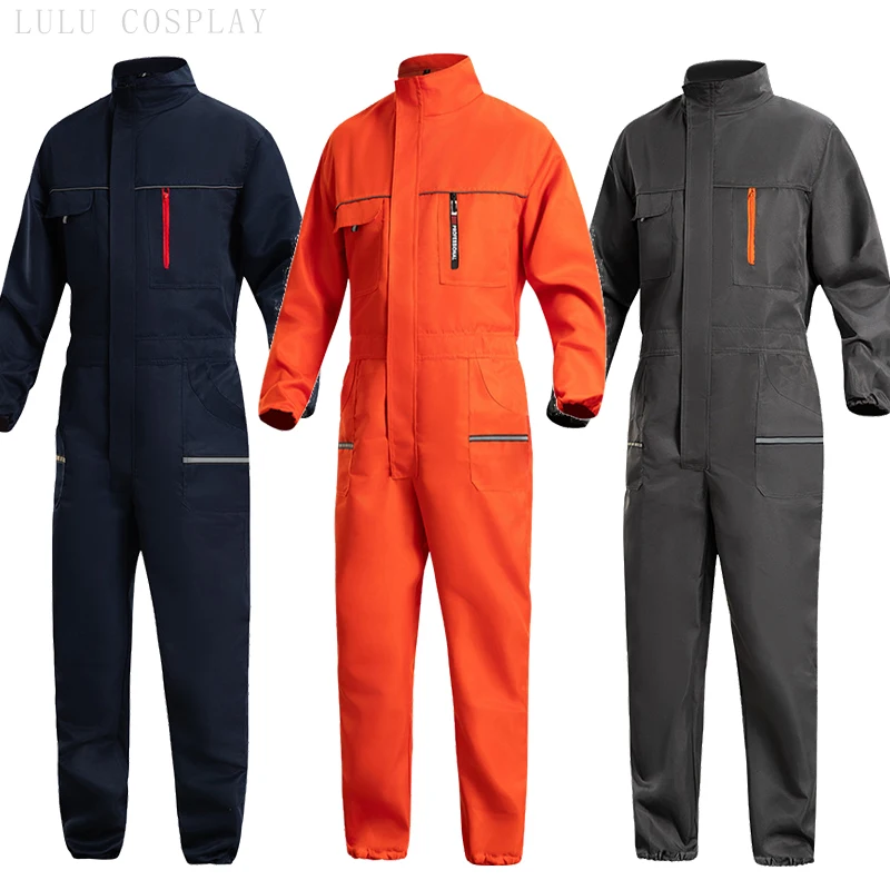 Unisex Mechanical Working Stands Up Collar Jumpsuits Warehouse Porter Working Coveralls Welding Suit Car Repair Workshop Uniform