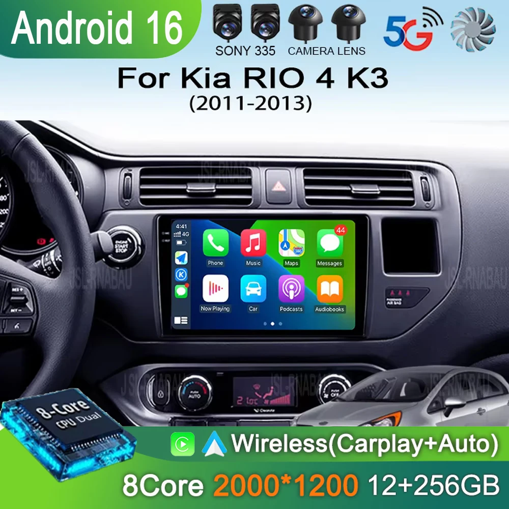 Radio para Auto Android 16 con Carplay para Kia RIO 4 K3 2011 2012 2013, Reproductor Multimedia de Video, Navegación GPS, No 2Din