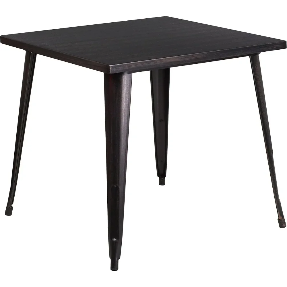 

Toby Commercial Grade 31.75" Square Black-Antique Gold Metal Indoor-Outdoor Table - Durable & Stylish Furniture Solution