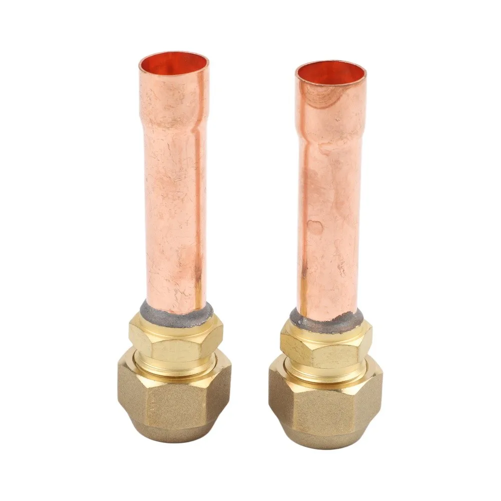 58 inch brass for flare connectors 2PCS pipe fittings with threaded nuts for HVAC and refrigeration copper tube system