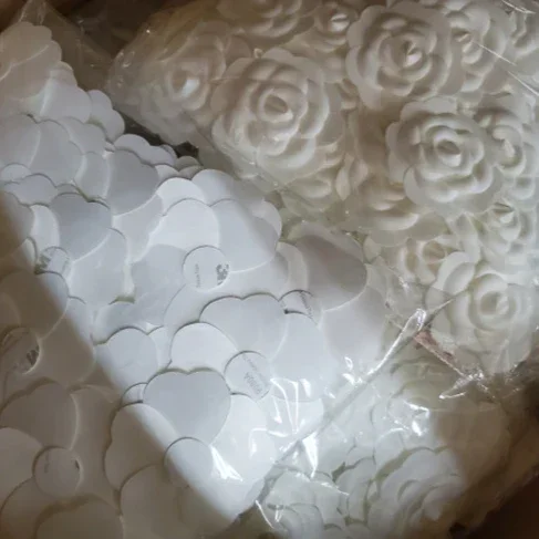 50 قطعة/الحقيبة ملصقات زهور بيضاء دبابيس للحفلات، ديكور لصندوق الهدايا، 5.5 سم / 7.5 سم #2