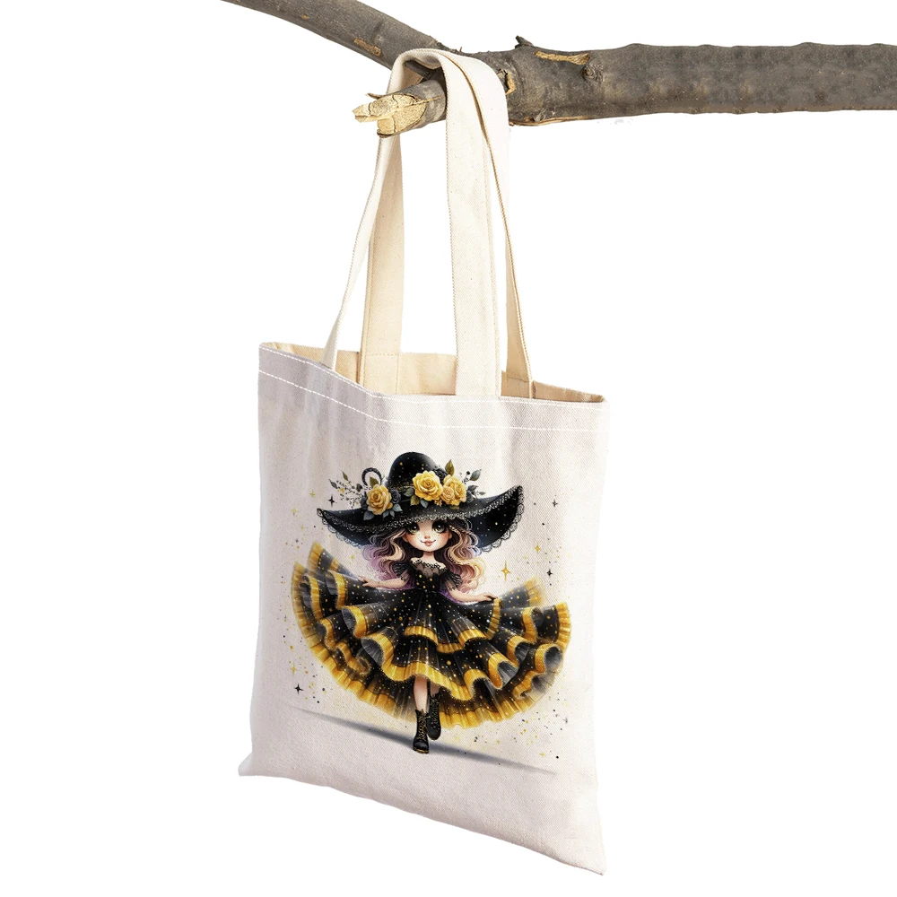 

Casual Cartoon Elegant Puffy Skirt Women Shopping Bags Double Print Eco Lady Shoulder Tote Reusable Shopper Bag Children Handbag