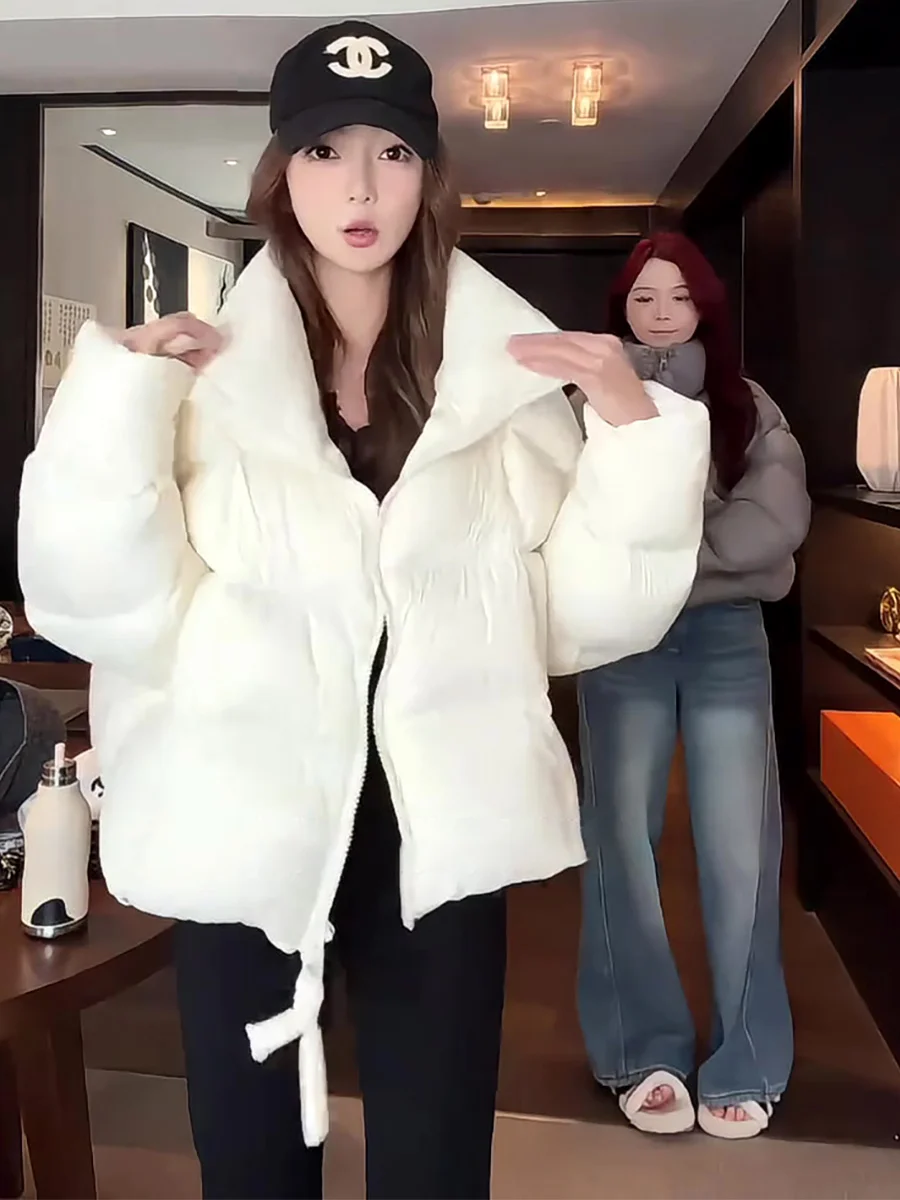 Femme ort Puffer Jaet 90 blanc Du vers le bas col montant Thi pain chaud Sle vêtements d'extérieur d'hiver décontracté Faion
