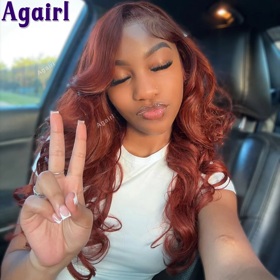 Ginger Red Brown 13x4 13X6 Human Hair Lace Frontal Body Wave Wigs Pre Plucked with Baby Hair Ready To Wear 6X4 Lace Closure Wig