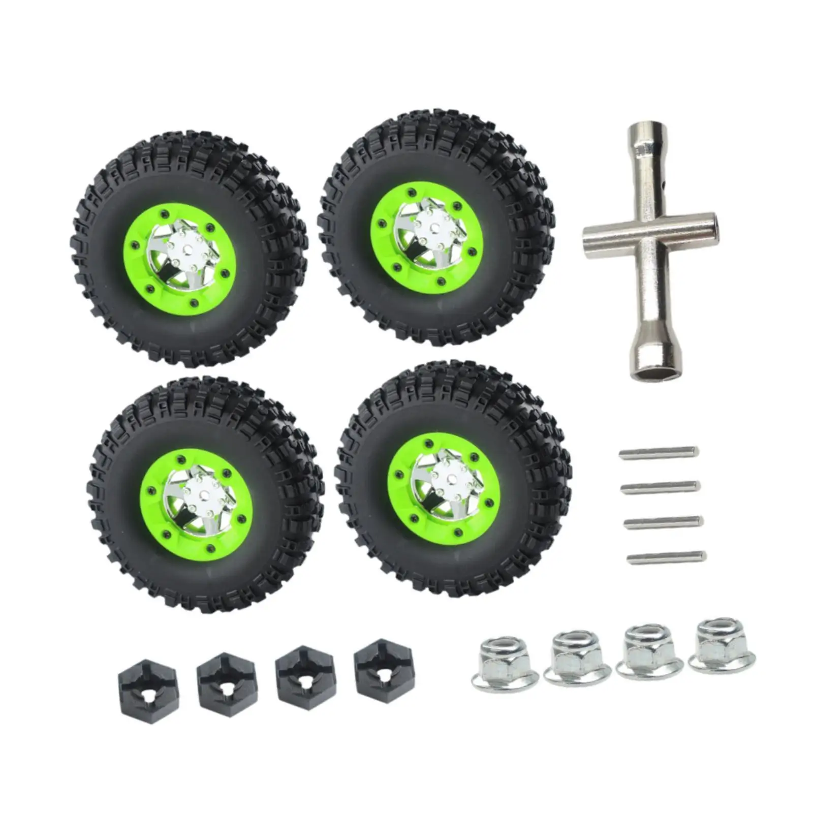 4 Pieces RC Tire Wheels Soft Tire Wheels RC Wheels and Tires Set Tyres Set for 12427 12423 for RC 1: 12 Scale Model Trucks