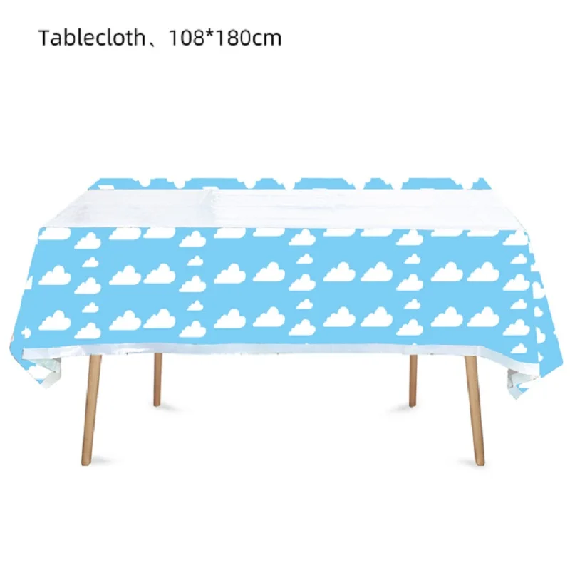 Blauer Himmel, weiße Wolken, Partyzubehör, Tischdecke für Kinder, Einweg-Tischdecke, Geschenk, Cartoon-Geschichte, Geburtstag, Festival-Dekoration – Detail 3
