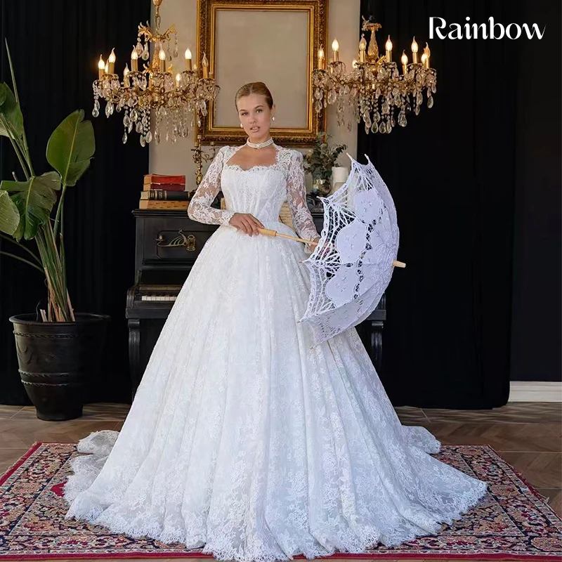 

Exquisite Wedding Dress Organza With Embroidery Ball Gown Fullsleeve Squarecollar Customized Bridedress Lace Up Vestido De Novia