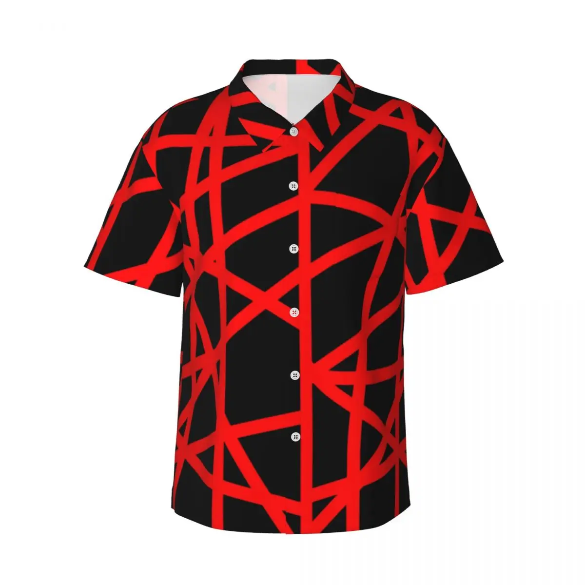 Гавайская рубашка с цветным полосатым принтом, мужские повседневные рубашки с абстрактными линиями для отдыха, с коротким рукавом Y2K, классические блузки оверсайз на заказ «сделай сам»