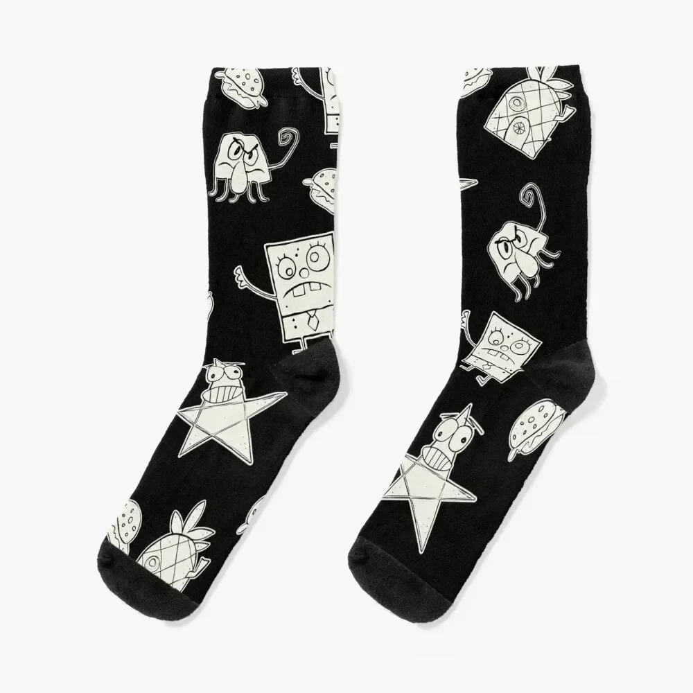 Doodle Bob Pattern Socks new in's sports stockings christmas stocking Socks Men Women's