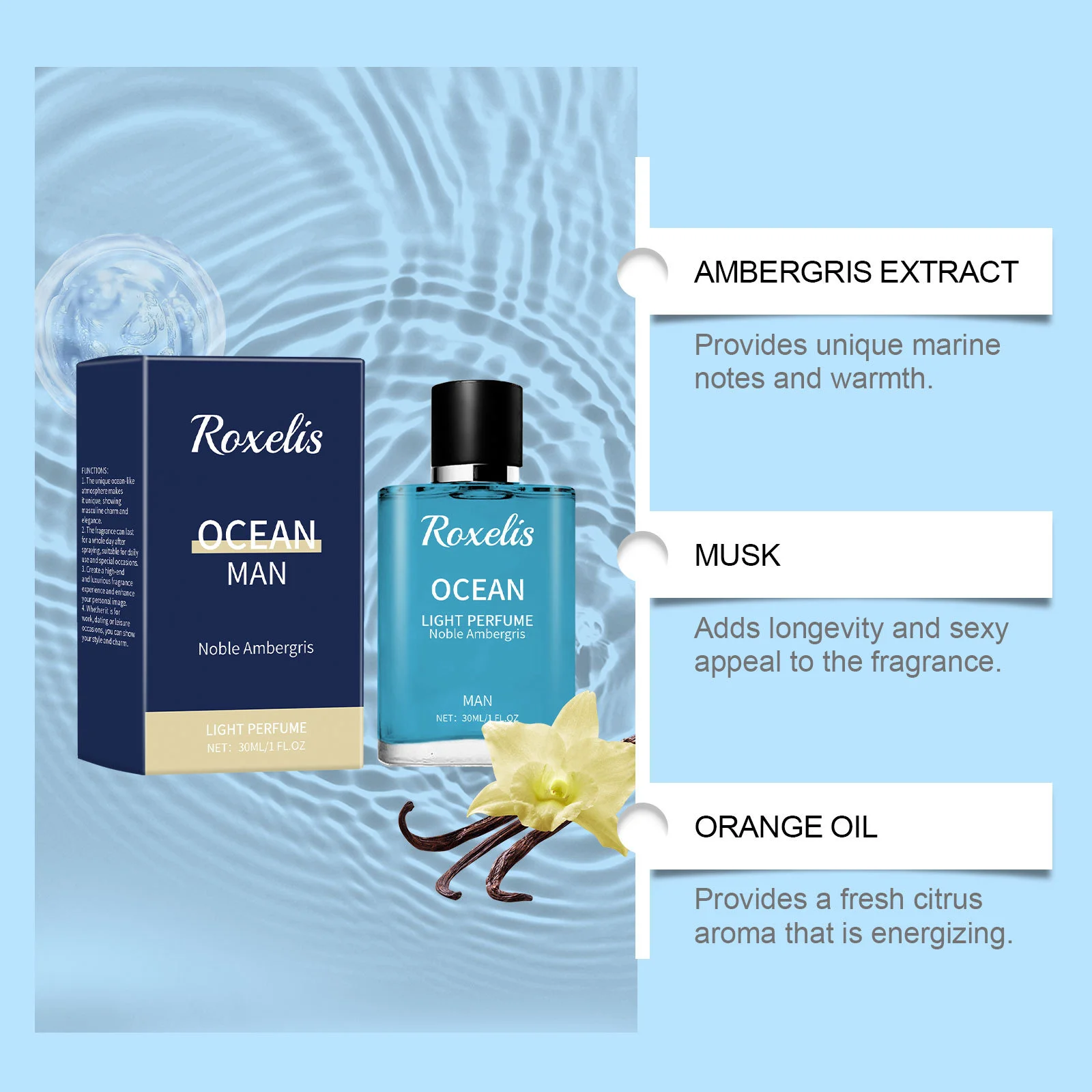 Parfum masculin océan, parfum Ambergris longue durée, phéromone naturelle, Hormone, attirer les rencontres, déodorant, parfum de Cologne pour hommes