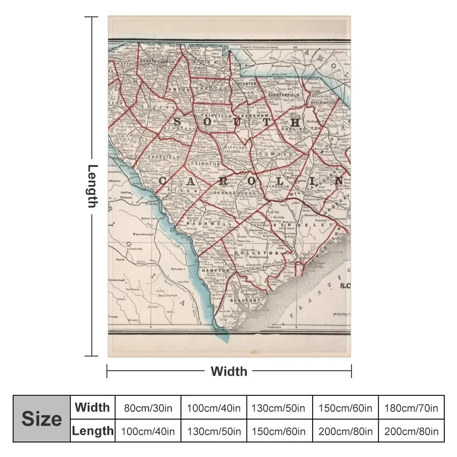 Vintage Map of South Carolina (1893) Throw Blanket Luxury Brand For Sofa Thin Tourist Blankets