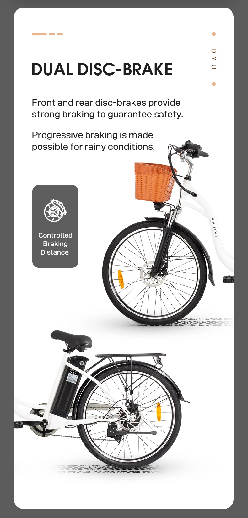DYU C6 Elektrofahrrad 26 Zoll 250W All-Terrain-Elektrofahrrad 36V 12,5AH Batterie Elektrofahrräder für den Stadtverkehr – Detail 4
