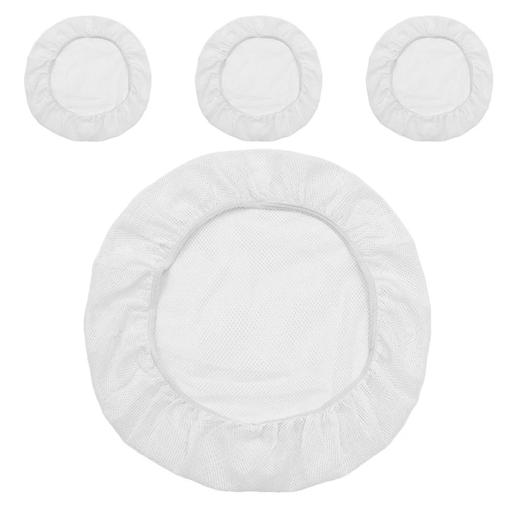 

4pcs White Reusable Breathable Cotton Mesh Cap Elastic Hair Nets for Cooking Food Service Kitchen Chef Beard Covers