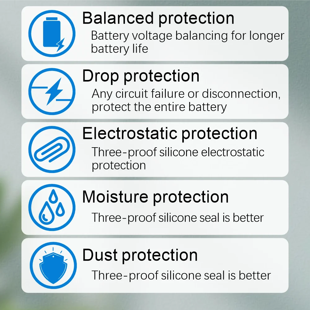 Bisida BMS 10S 36V 15A/30A/50A Lithium PCB Protection Board with Balance Wire and NTC, Common Port,, Li-Ion BMS