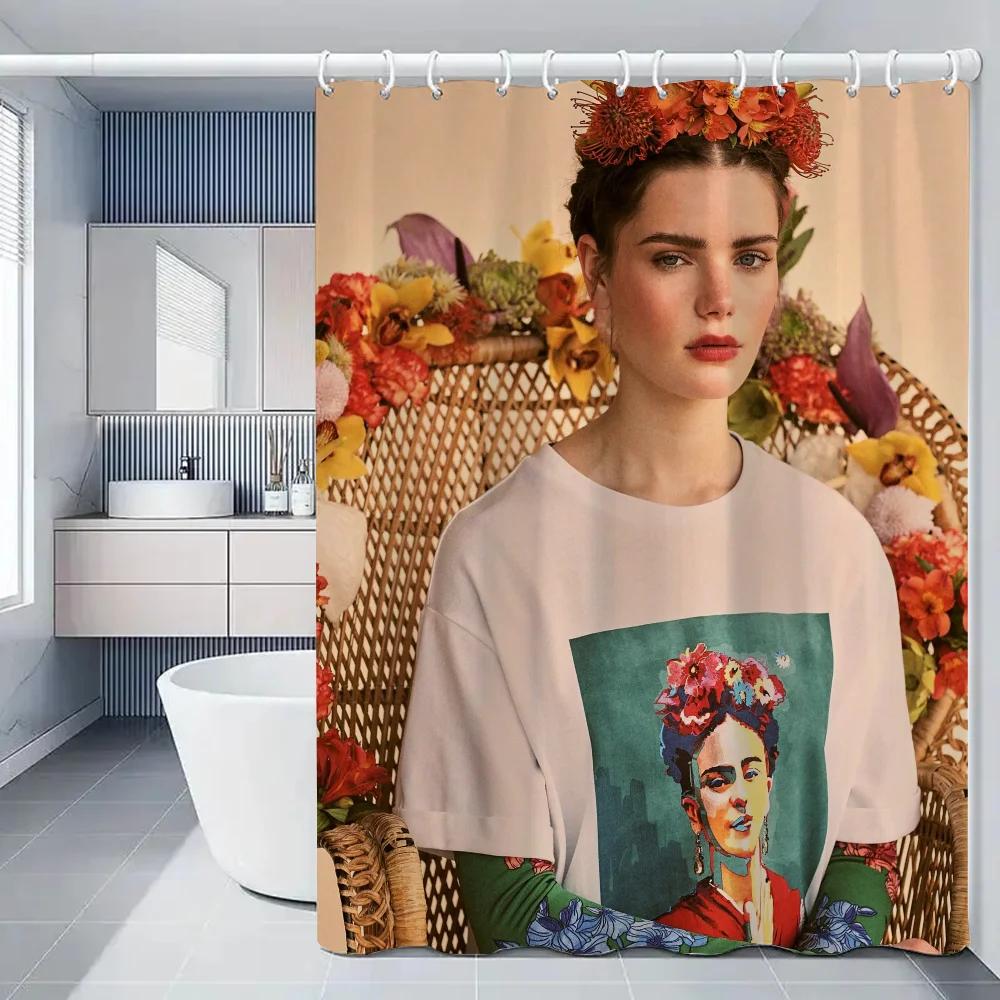 Anti-mold Waterproof Shower Curtain for Bathroom F-kahlo Curtains Accessories Bath Fabric Sets Full Set the Opaque Items Cloth