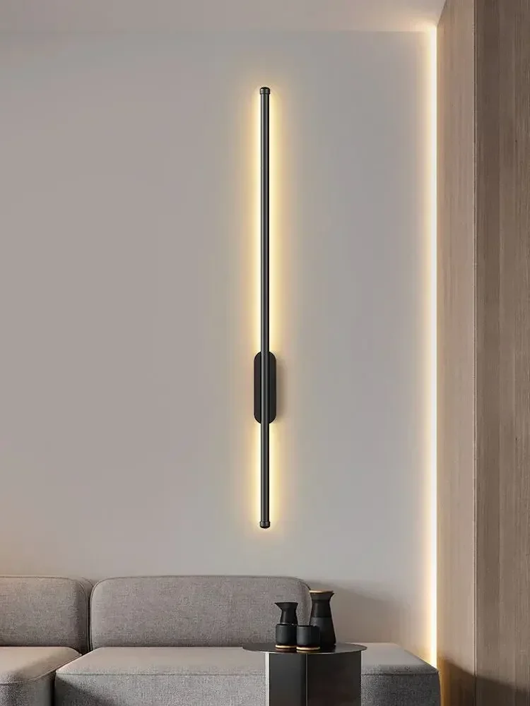 

Modern simple linear tube LED wall lamp up down background opposite wall light LED bedside foyer corridor black gold LED sconce