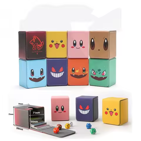 Anime Pokemon Charizard Eevee Charizard Gengar Bulbasaur Pikachu Deck Box WS PTCG Trading Card Collection Box Dice Box 100+