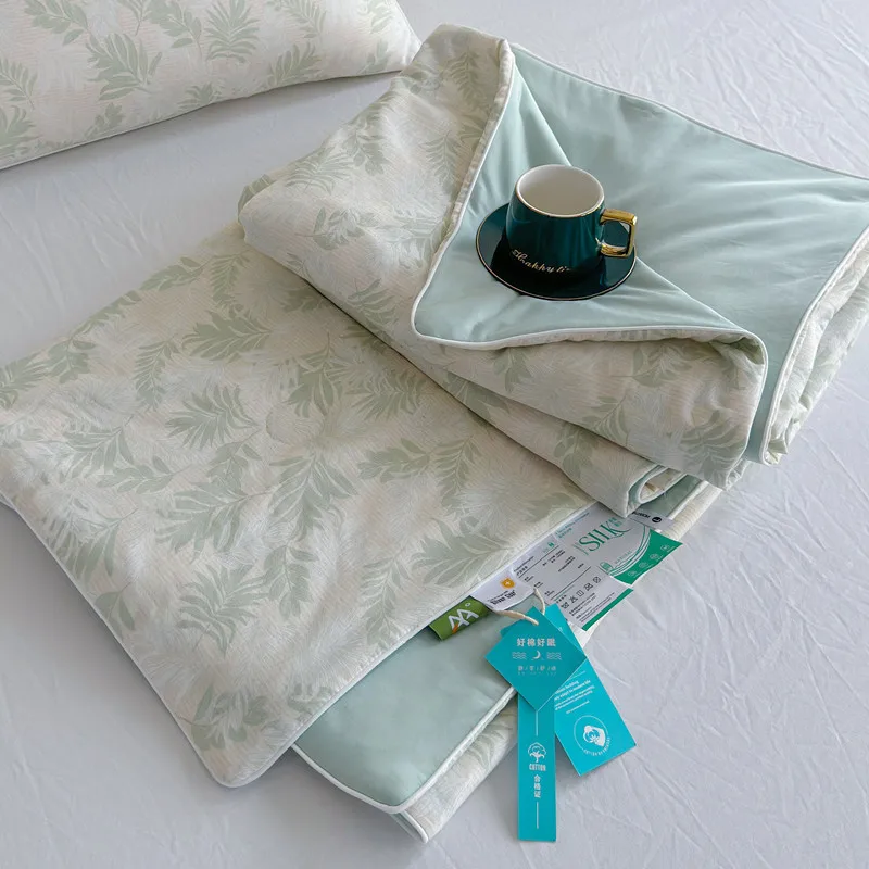 

Летнее охлаждающее одеяло из хлопка и шелка класса А, двухслойное, легкое, для кондиционированных помещений, для детей и младенцев, из чистого хлопка