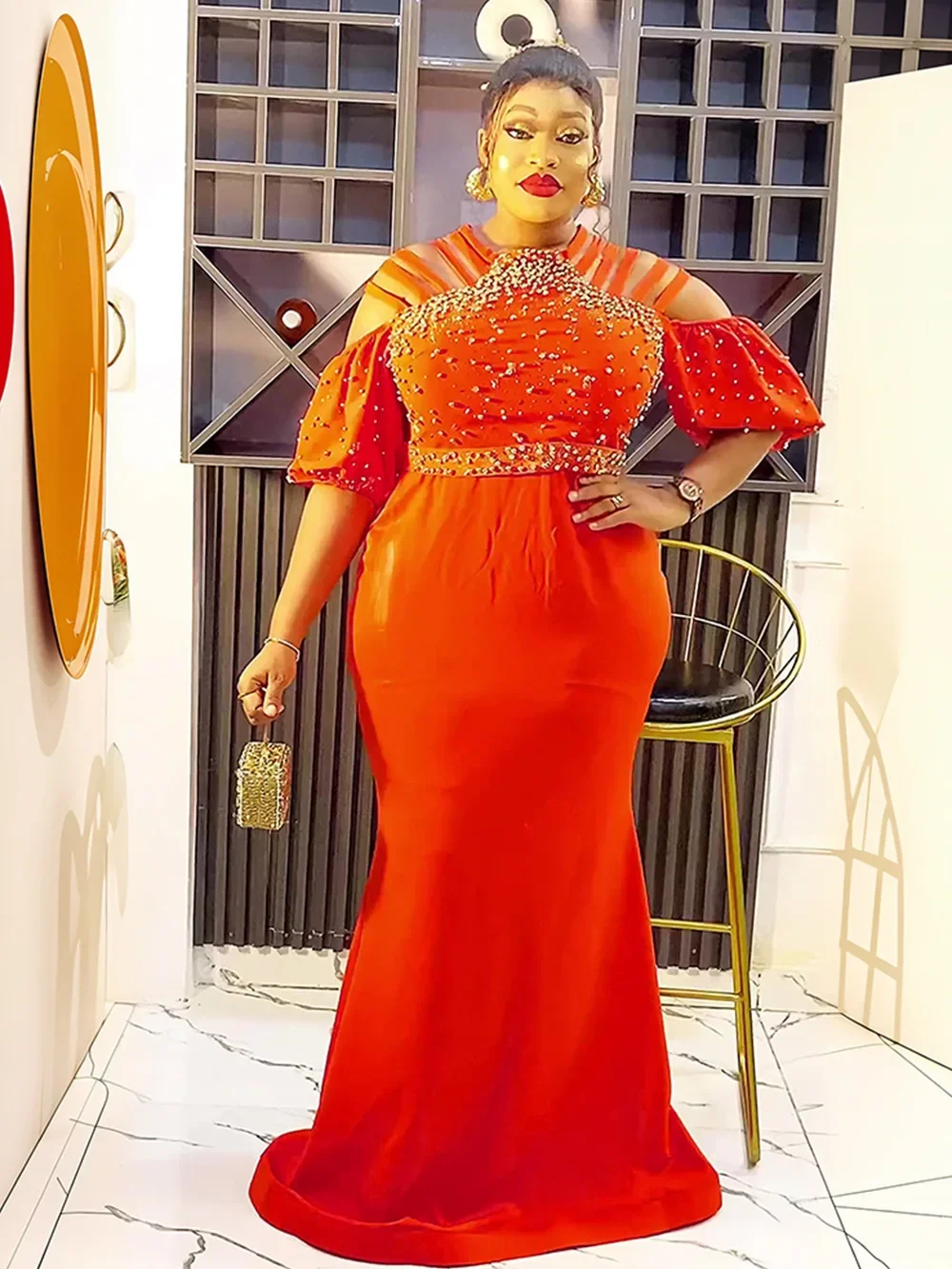 

Африканские платья по индивидуальному заказу 2025 года, женский костюм, роскошное женское элегантное платье, женская одежда из сетчатой ткани из Турции