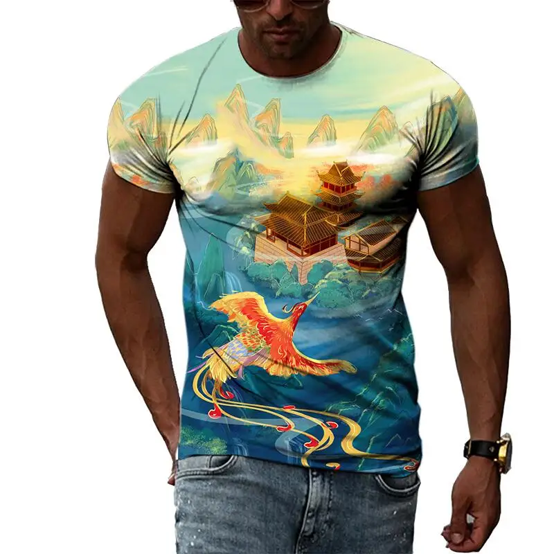 New Antique Mythology Pictures Landscape Men's and Women's T-shirts Casual 3D Print Tees Hip Hop Round Neck Short Sleeve Tops