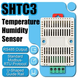 SHTC3 Temperature Humidity Sensor 35MM DIN Tracks Output RS485 Modbus Protocol Industrial Sensors Monitor Transmitter 5Pin