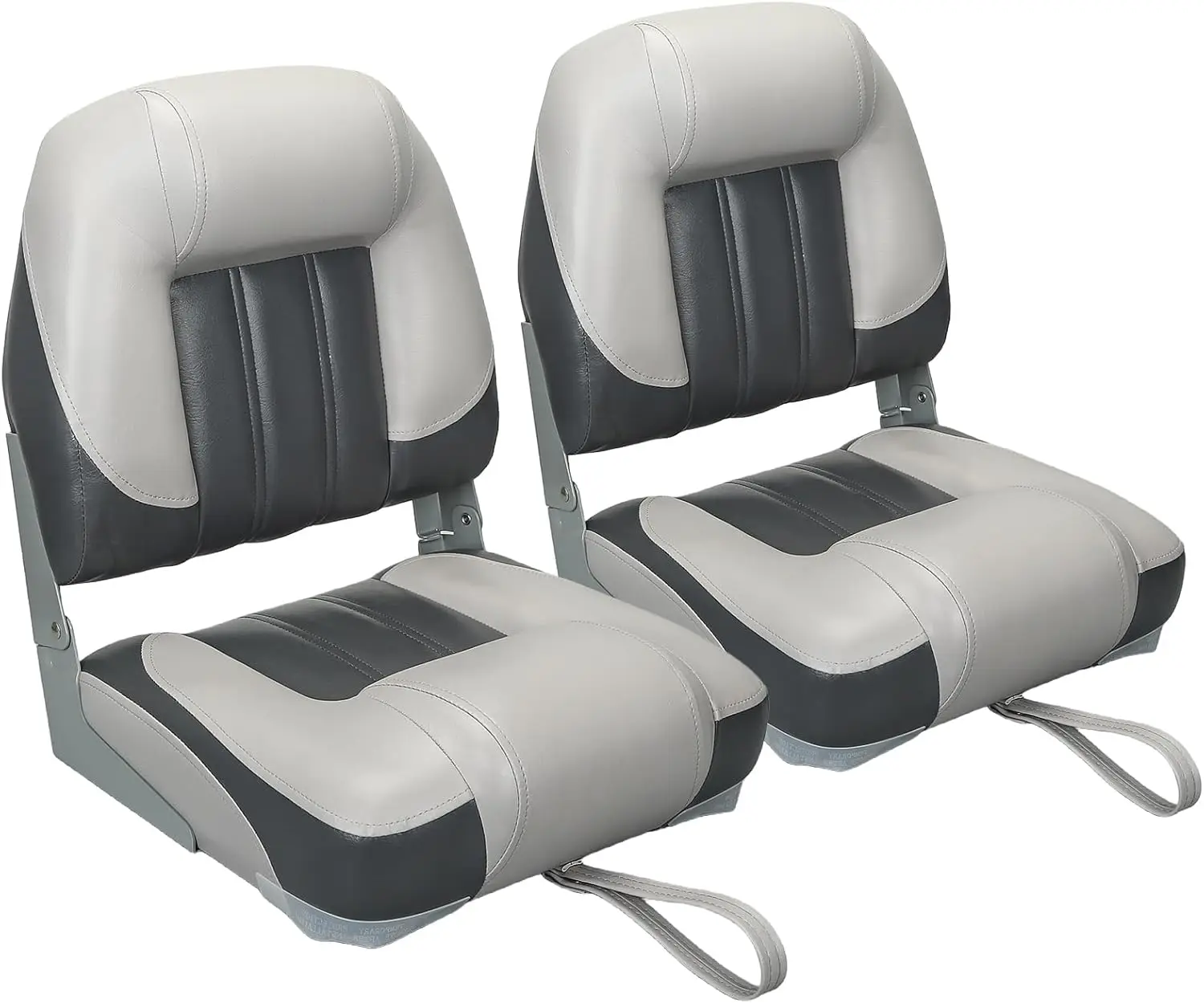 

Foldable Fishing Boat Seats 2-Pack, Low Back Design with Storage Straps, Charcoal Gray