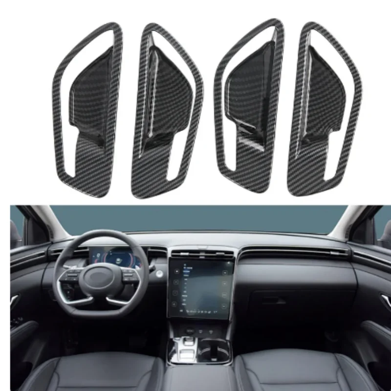 For Hyundai Tucson NX4 2021-2023 Car Interior Styling Inner Door Handle Bowl Frame Cover Trim Carbon Decorate Anti Scratch