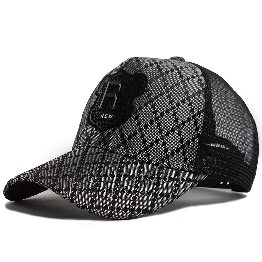 

Мужская бейсболка R Label Grid 5-панельный стиль Trucker Hat Хип-хоп Сетчатые кепки Модные женские козырьки Повседневные кепки Летние для унисекс