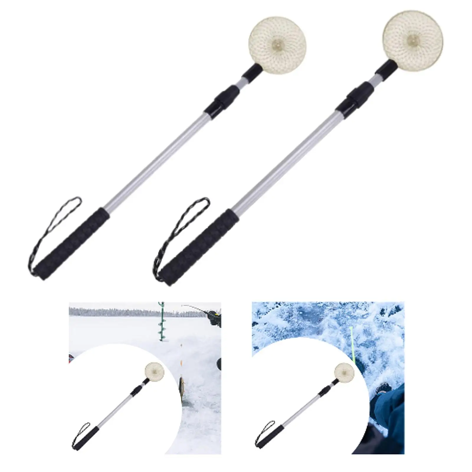 Adjustable Ice Fishing Skimmer Scoop Portable Telecscopic with Aluminum Alloy Handle Ice Scooper Winter Ice Fishing Tool