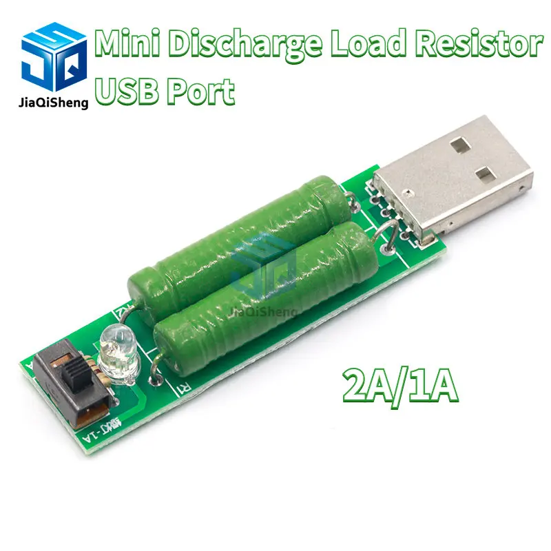 USB Port Mini Discharge Load Resistor Digital Current Voltage Meter Tester 2A/1A With Switch 1A Green Led / 2A Red Led