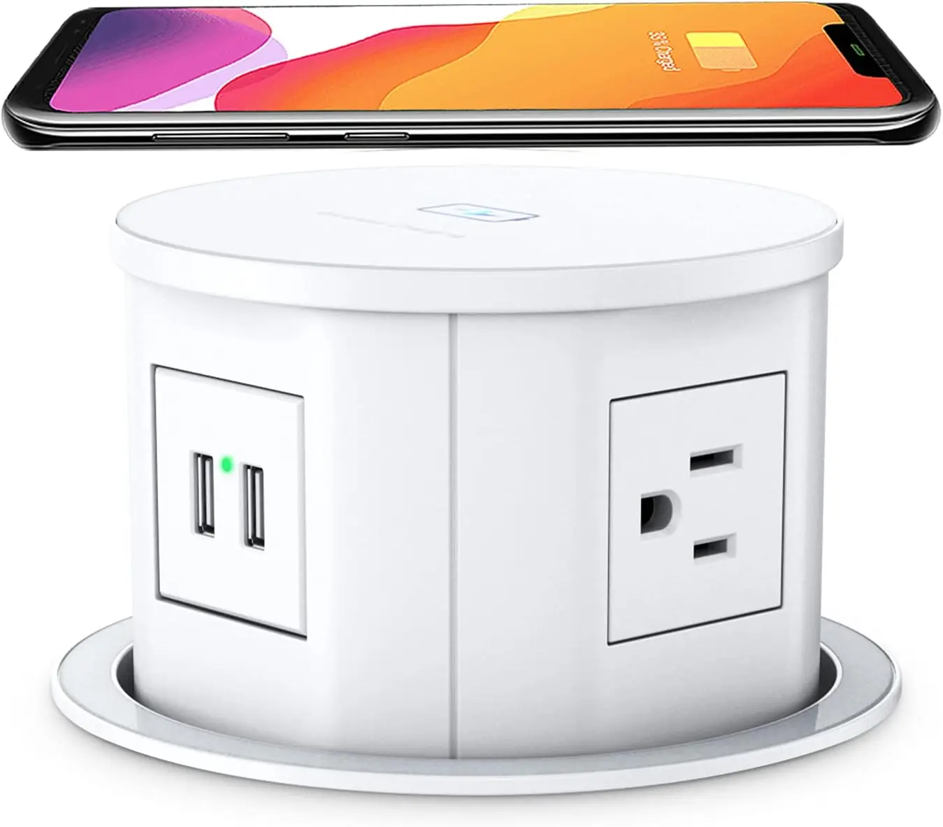 

Automatic Pop-Up Outlet with 15W Wireless Charger, 4 Outlets, 2 USB Ports for Home Office Kitchen RV